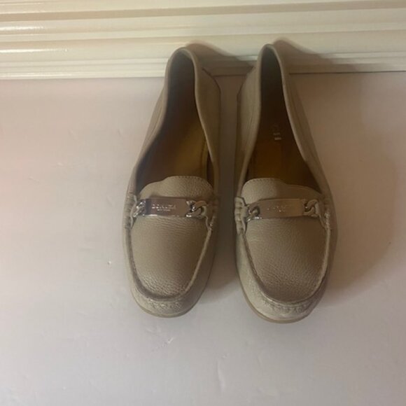 Coach Women's Loafer Olive A7751 Saddle Tan Pebble Leather Flat Shoes  Size 9 - Picture 2 of 8